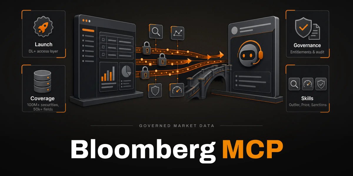 Relve_official's tweet photo. 🚨 #NewsNoise: Bloomberg Enterprise MCP gives AI agents data context

📌Read more here: https://t.co/SPe1Q9neN6

Bloomberg launched an MCP-based access layer for DL+ that lets AI agents find and retrieve governed data with semantic context and workflow Skills.

This could move bank and asset manager pilots toward production by simplifying compliant data access, with real time and Terminal integrations the near term test for agent workflows.