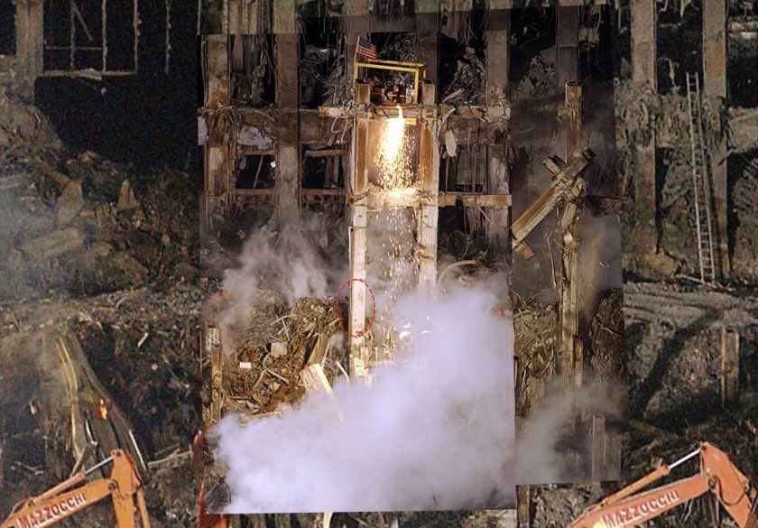 MP_Cartwright's tweet photo. @Kaitofrfx @palpeet No, you’re just dumb. This is the column on the left several days after the collapse. Nite the steelworker with an oxygen lance cutting above it. https://t.co/1gSotGJJpH