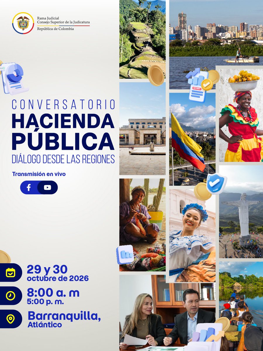 Ejrlbnet's tweet photo. ⚖️📊 La hacienda pública también se piensa desde las regiones.

La Escuela Judicial “Rodrigo Lara Bonilla” realizará en Barranquilla el conversatorio Hacienda Pública: “Diálogo desde las Regiones”, para intercambiar experiencias y fortalecer la planeación y gestión desde las realidades territoriales.

📅 29 y 30 de octubre
👉 Inscríbete: https://t.co/fQrk2cOS4r

#EscuelaJudicial #RamaJudicial