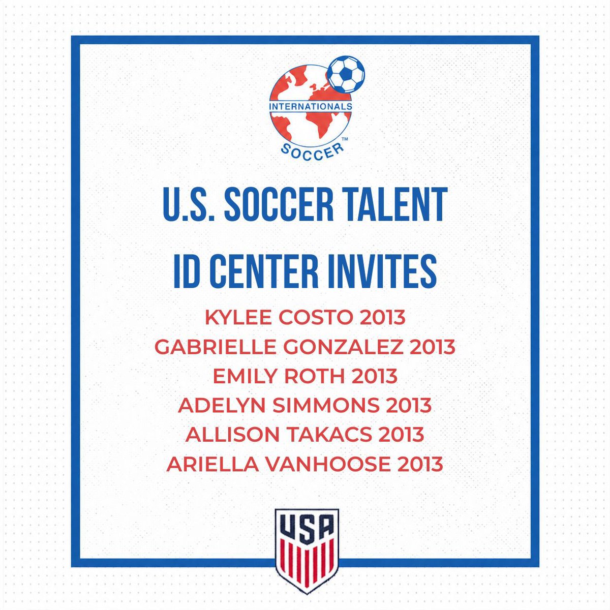 ISCgirls's tweet photo. Congratulations to our 13 ISC members on being selected to the @usynt Talent ID Center!

Talent ID will take place in North Ridgeville, OH on October 7th!

#AllForOneOneForAll https://t.co/IVIdfN8z4q