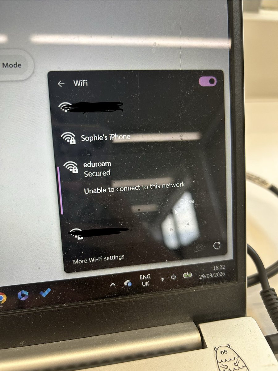 gallifr81caster's tweet photo. not even been back on campus for an hour and that entire hour has been spent fighting demons (eduroam) https://t.co/yyZa4vvLdQ