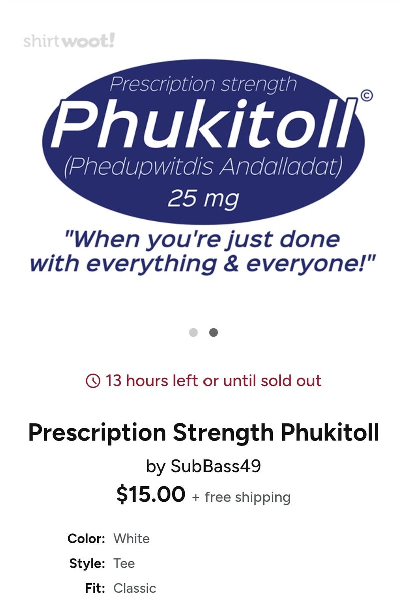 SubBass49Tees's tweet photo. 2 of my more...risqué designs at @Woot just went on sale for $15 w/FREE SHIPPING! They're both subtle enough to wear in public, but probably not to work 🤣
Pho Que Remix https://t.co/bGUutUPAKc
Prescription Strength Phukitoll https://t.co/bJxzoYyyZ6
#fuckyou #fuckitall #funny https://t.co/EcFxTDyqnZ