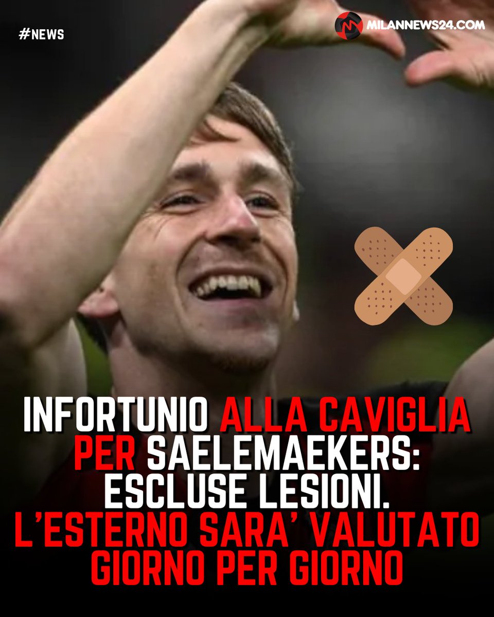 Milannews24_com's tweet photo. 🏥 Leggero sospiro di sollievo in casa #Milan in merito alle condizioni di Alexis #Saelemaekers dopo l'infortunio alla caviglia rimediato in allenamento nel pomeriggio. Escluse lesioni, il belga sarà monitorato giornalmente in vista del #Sassuolo.

#milannews24 https://t.co/xKnUkM4uk9