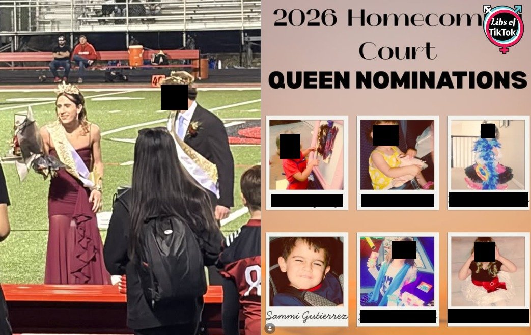 libsoftiktok's tweet photo. BREAKING: MAJOR Controversy at PA High School after MALE crowned "Homecoming Queen"

Sammi Gutierrez, a male student pretending to be a girl at Fairview High School (@FHSTigers1), was crowned over 5 other female nominees.

Following widespread backlash, a TEACHER reportedly organized students to attend a school board meeting to defend the trans student.

This school allowed BOY to STEAL a crown from GIRL.

They hate women.