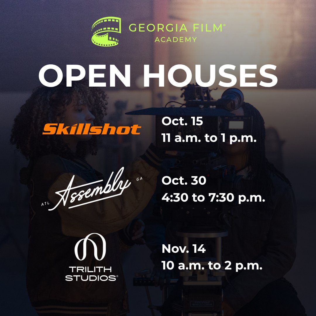 GAFilmAcademy's tweet photo. Curious what it’s like to learn film, TV, postproduction or live production at Georgia Film Academy? Visit a free GFA open house in Atlanta, Chamblee or Fayetteville this fall for tours, hands-on demos and registration info. Advance registration is required. Link in bio. https://t.co/C4ldvueWqD