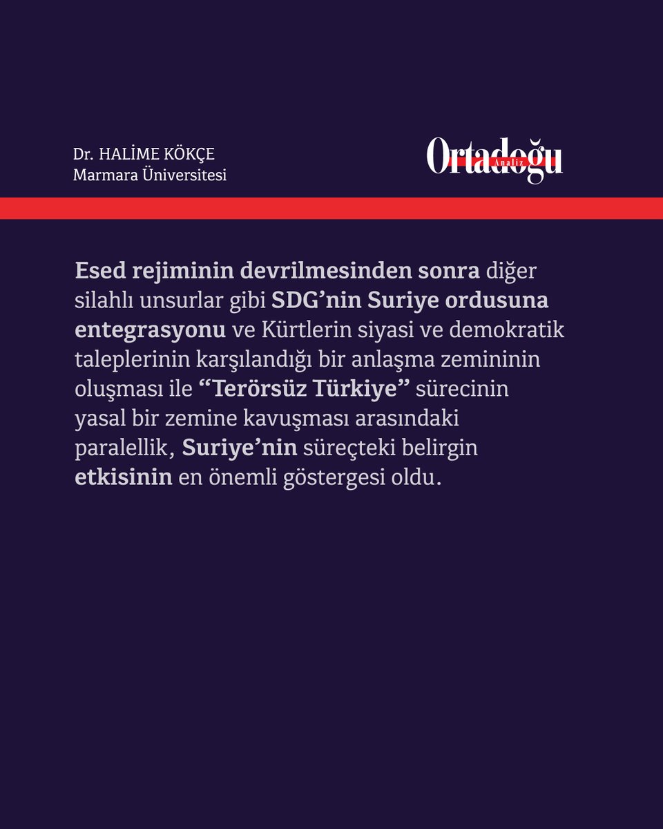 OrtadoguAnalizD's tweet photo. "PKK'nın Tasfiyesi: Nasıl ve Neden Şimdi?"

🖊️ Gazeteci ve akademisyen Dr. Halime Kökçe (@halimekokce) Ortadoğu Analiz Dergisi'nin 144. sayısı için kaleme aldı.

🔗Dergiye ücretsiz erişim için tıklayınız:
https://t.co/YJ83JQxxmB https://t.co/Ne8KoA7lyl