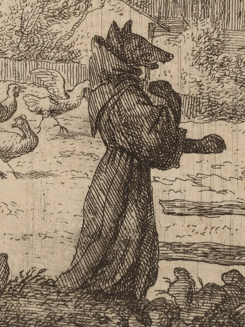 belllmonts's tweet photo. another fave niche subject in art: the guilt of being a wolf/fox disguised as a monk amongst prey https://t.co/BXkF7UY5oM