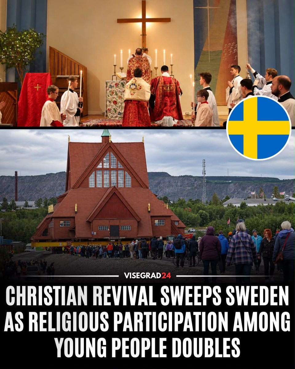 visegrad24's tweet photo. Sweden is witnessing a striking Christian resurgence among young people, with the share attending religious services doubling from 17% in 2020 to 34% in 2024, belief in God rising from 20% to 34%, and Jesus emerging as a major “influencer” and youth trend for 2025.

The Church of Sweden reported that confirmations rose for the third consecutive year in 2025, while baptisms connected to confirmation contributed to membership growth.

Nearly 18,000 people had actively joined the Church of Sweden by November 2025, compared with around 14,000 during all of 2024 and only roughly 5,000–6,000 annually in the late 2000s.

Christian youth gatherings are also drawing significant crowds, with one “Jesus Conference” growing to more than 3,000 attendees.

After decades of declining institutional Christianity in one of Europe’s most secular societies, multiple indicators now point to renewed religious interest among Sweden’s younger generation.