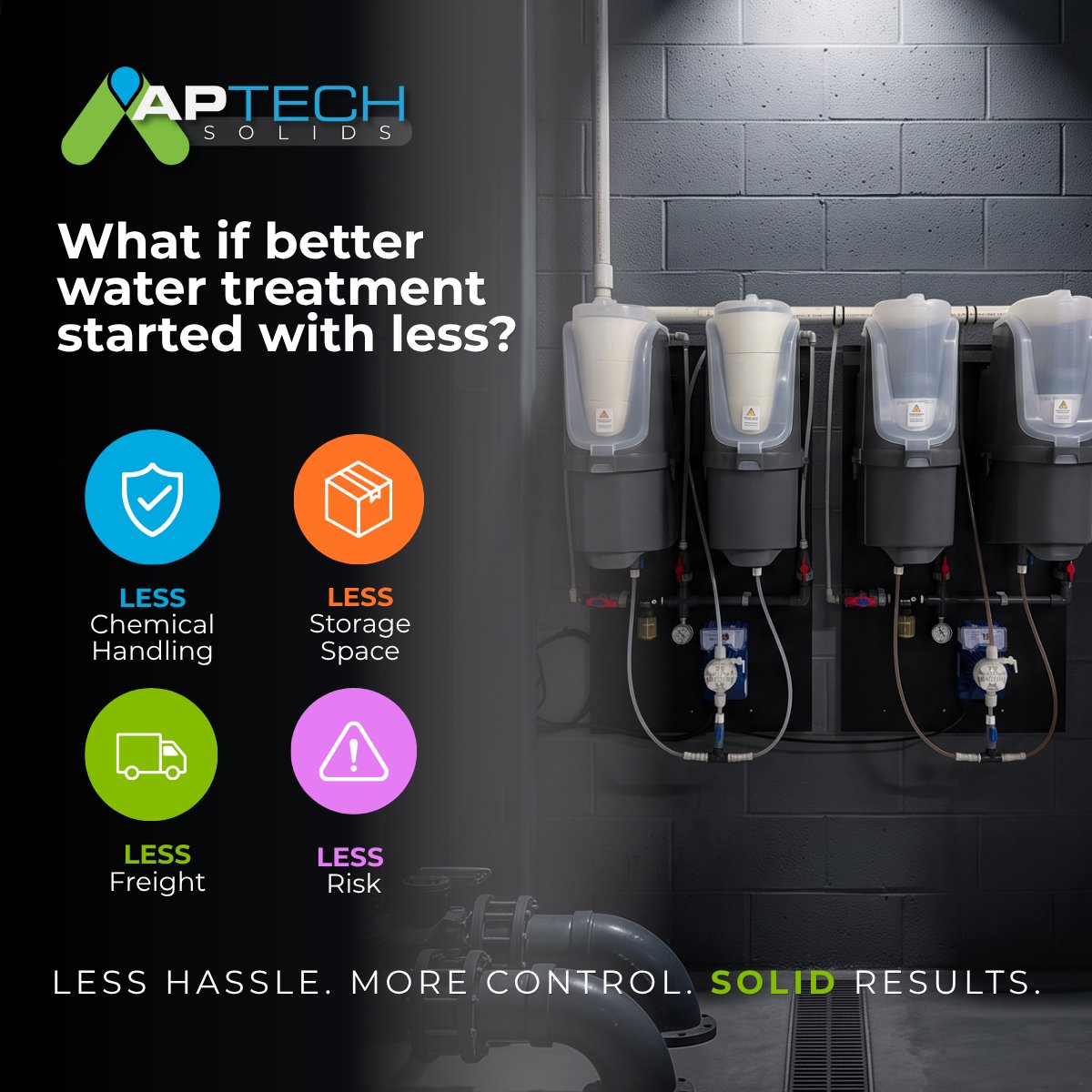 aptechgroup's tweet photo. Less chemical handling. Less storage space. Less freight. Less risk.

Solid chemistry is changing water treatment. See where solids fit into your program: 

https://t.co/bk0lyFn8W2 https://t.co/edrGzyVle1
