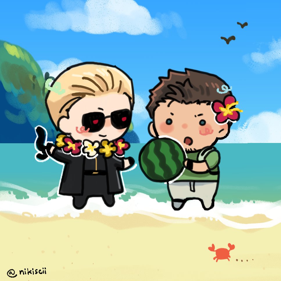 nikiseii's tweet photo. Summer 🌺🌊#Chrisker #ResidentEvilㅤ 

ส่วนหนึ่งของภาพคัตเอาต์ที่จะไปลงงานCQค่ะ >< https://t.co/iAmKUcsTf5