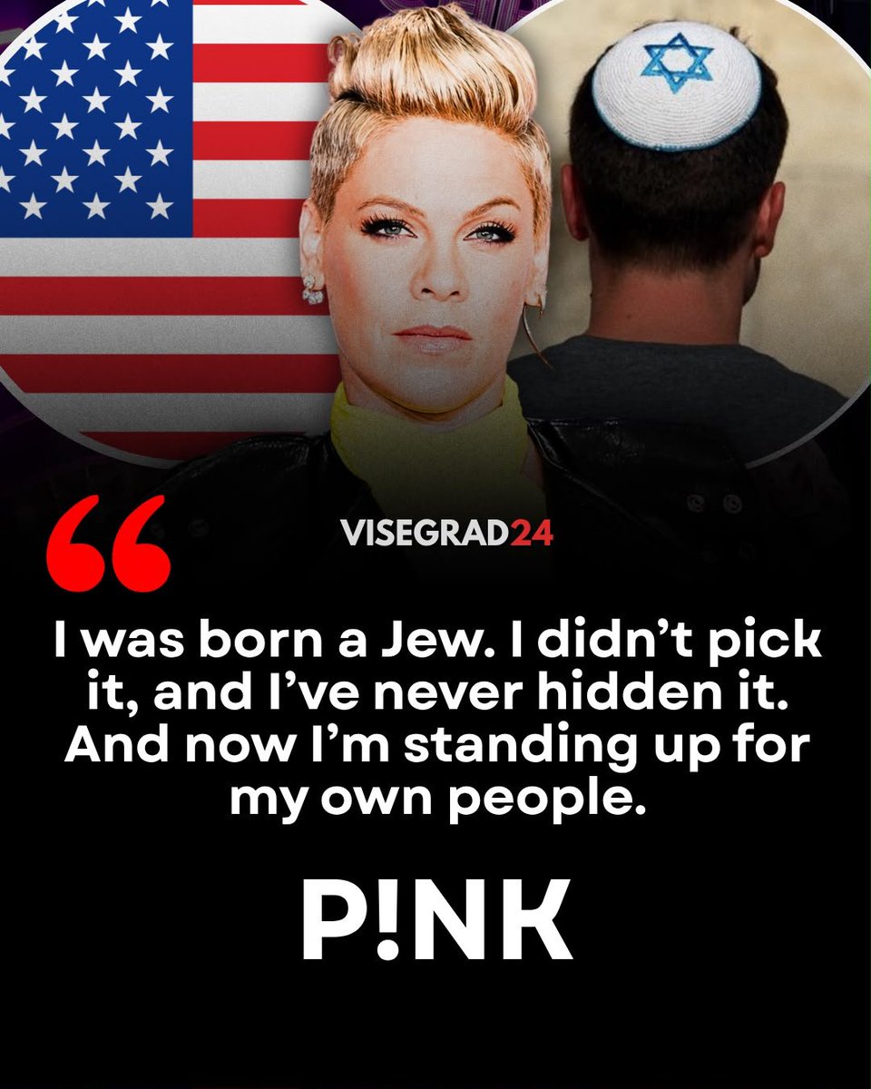 visegrad24's tweet photo. American pop star P!nk:

“I was born a Jew. I didn’t pick it, and I’ve never hidden it. And now I’m standing up for my own people.” https://t.co/07AV2jo7oW