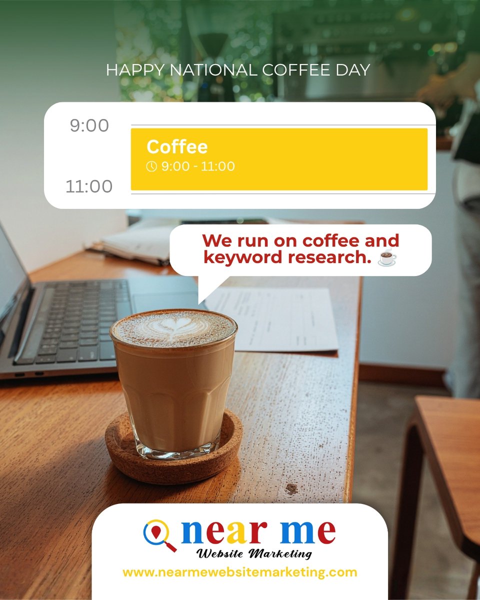 NearMe77095's tweet photo. We run on coffee and keyword research. ☕ Happy National Coffee Day to every home service business owner who started their morning before sunrise.Y ou know who you are.

#NationalCoffeeDay #HomeServicePros #ContractorLife #CoffeeAndMarketing #SmallBusinessOwner https://t.co/496KKUzmaO