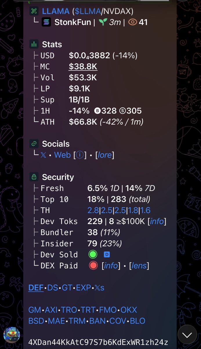 GhostCallerX's tweet photo. Easy peasy 5X from the call in the pvt group on solana:4XDan44KkAtC97S7b6KdExWR1zh24zka4iwLfuuYZoqn 

CA> 4XDan44KkAtC97S7b6KdExWR1zh24zka4iwLfuuYZoqn https://t.co/qfqW7pWkjn