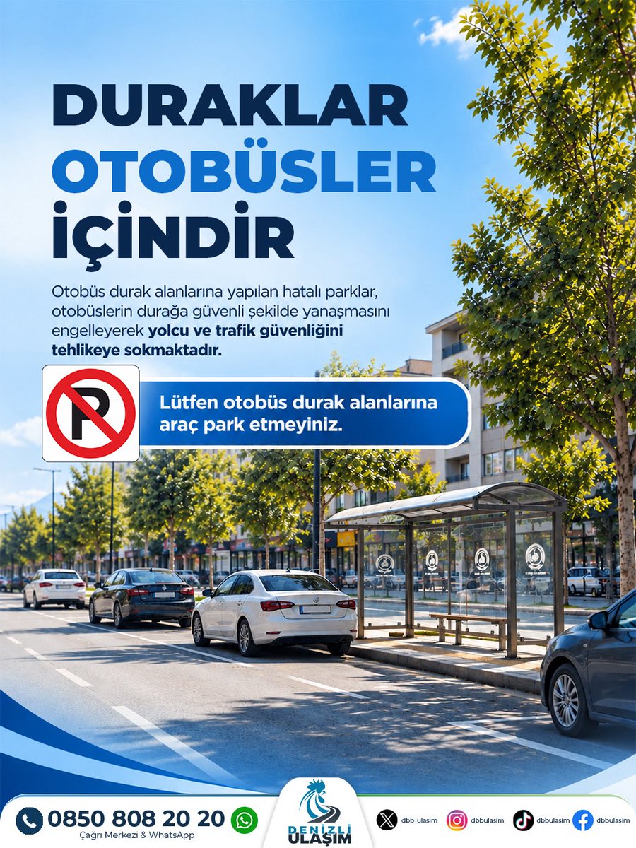 dbb_ulasim's tweet photo. Durak alanlarına yapılan hatalı parklar, otobüslerimizin durağa güvenli şekilde yanaşmasını engelleyerek yolcu ve trafik güvenliğini tehlikeye atmaktadır.
Güvenli ve düzenli ulaşım için kurallara birlikte uyalım.
#denizli https://t.co/TBgkpbrYkc