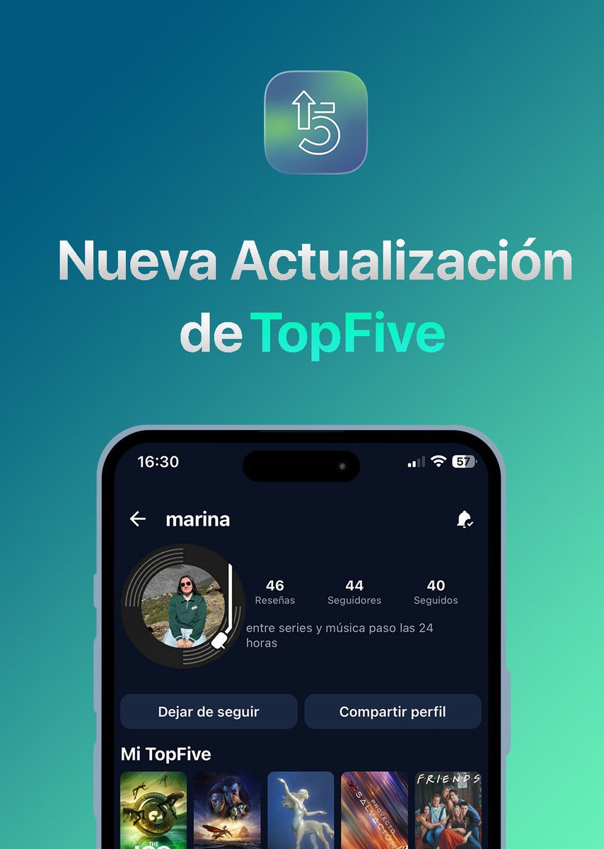 topfive_app's tweet photo. Presentamos… la SOCIAL UPDATE🏄🏻‍♂️🚨, la actualización más grande hasta la fecha de TopFive⭐️ 
La mejor app para reseñar películas, series, libros, álbumes y videojuegos 🎬

https://t.co/hpmWa4wYRA https://t.co/vmANju6bma