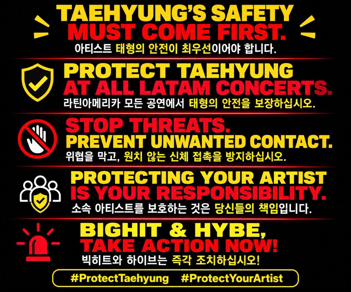 Protect_THV's tweet photo. Hello everyone a quick announcement 📢 PROJECT STARTS TOMORROW!
From 30 Sept – 2 Oct, let’s come together and amplify our voice for Taehyung’s safety.
⏰ 10 AM–6 PM KST
Please share, repost &amp; trend the message as much as possible so our voices reach BIGHIT MUSIC &amp; HYBE.++ https://t.co/gVlQ2HT2EH