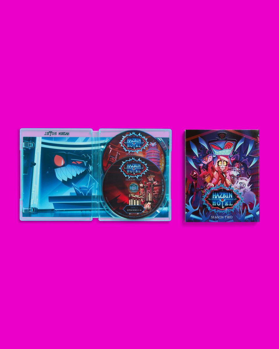 HellaversePrime's tweet photo. LIVE ON EVERY TV. Season Two of Hazbin Hotel is now available to own on Blu-ray, featuring exclusive commentaries and a brand-new trading card. Shop now: https://t.co/qoYPJceiR3 https://t.co/xdZO0uoTzv