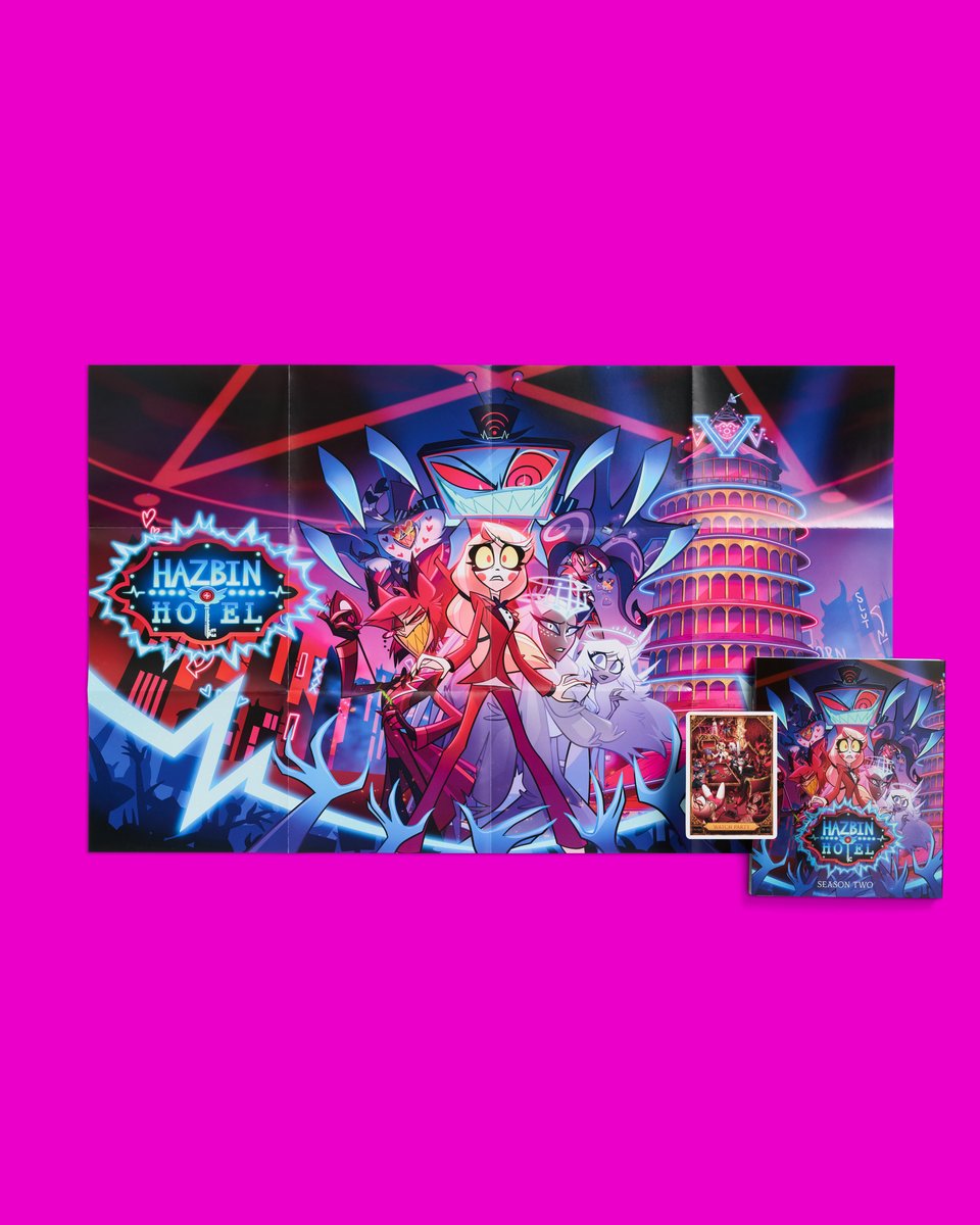 HellaversePrime's tweet photo. LIVE ON EVERY TV. Season Two of Hazbin Hotel is now available to own on Blu-ray, featuring exclusive commentaries and a brand-new trading card. Shop now: https://t.co/qoYPJceiR3 https://t.co/xdZO0uoTzv