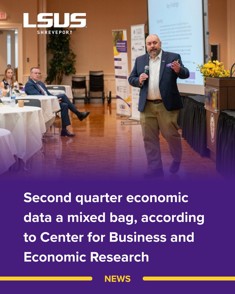 LSU_Shreveport's tweet photo. Inflation, unemployment, and housing raise concerns, while airport activity, casino revenue, and building permits show continued resilience in northwest Louisiana's economy, according to @CBER_LSUS. 
Read more: https://t.co/odd3yhwn9m https://t.co/OycwM1FgIm