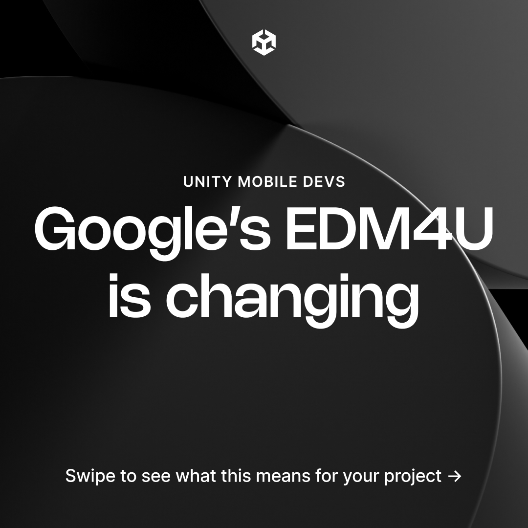 unitygames's tweet photo. Attention Unity Mobile Developers and SDK maintainers! 📢

With Google’s EDM4U winding down, we’re here to ensure project continuity and stability for your mobile games.

Meet External Dependency Manager (EDM) - Unity’s official UPM package for managing native Android and iOS dependencies on Unity 2022.3+.

🔗 Read more about these changes and learn how to migrate: https://t.co/YMdATAGp4n