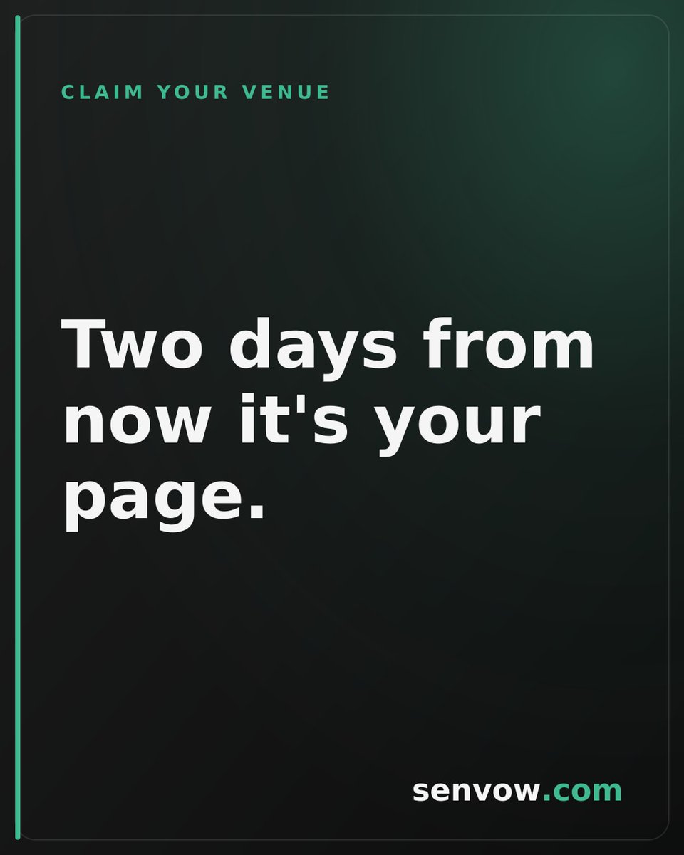senvow's tweet photo. Claim your venue on Senvow for a free, professional page you control — ready in minutes, with no work needed. Want to sell, too? Optionally add an online shop with built-in payments. Plus analytics and expected guests.

#VenueMarketing https://t.co/dRhoOkz9IM