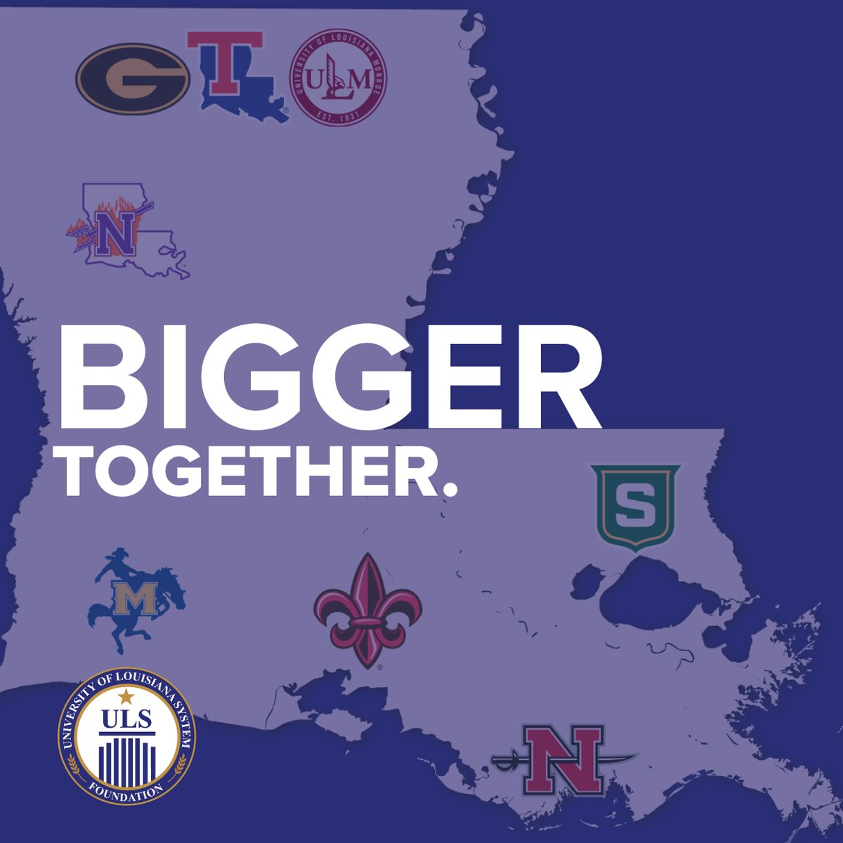 ulsystem's tweet photo. What can System-level investment make possible? Student success. Global learning. Talent development. Workforce connections. Partnerships with statewide reach.

That’s the work of the UL System Foundation. We're bigger together. https://t.co/wxYt8tKR0d