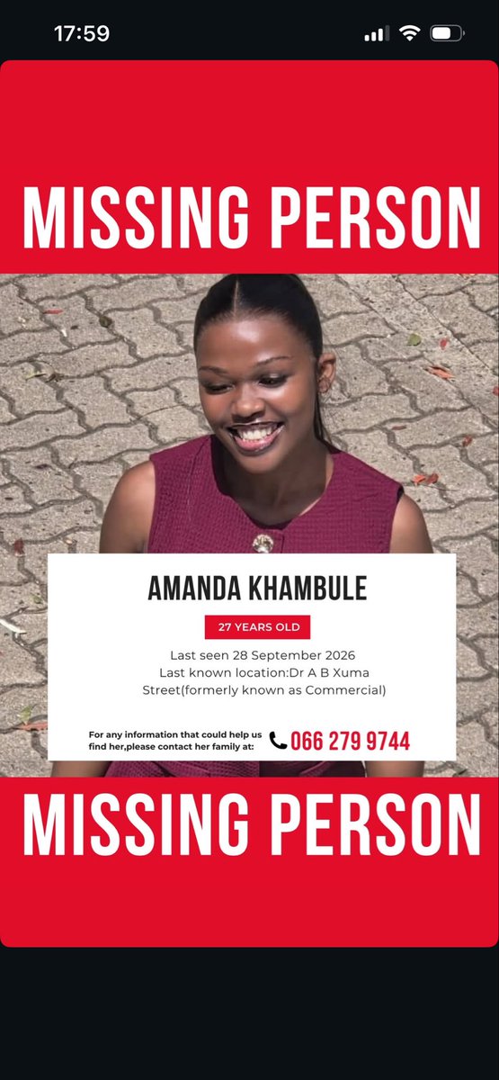 SthuliSkandabah's tweet photo. I just saw this post on her cousin’s page. The lady has been found🙏 https://t.co/CPa2DuBVBb