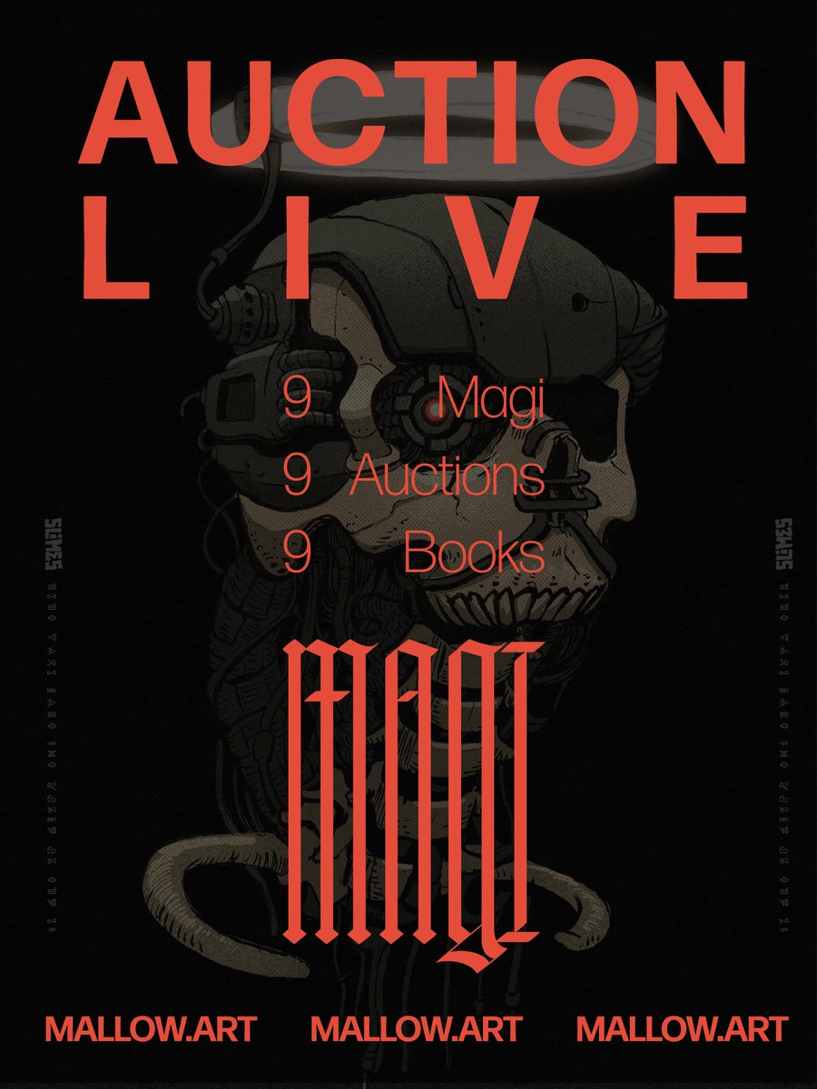 SCUMSOL's tweet photo. 9 MAGI AUCTIONS HAVE STARTED

- 24 HOURS -

ALL PIECES LISTED BELOW WITH LINKS

ON @mallowdotart 

🔗🔻 https://t.co/5KmtOGzXBw
