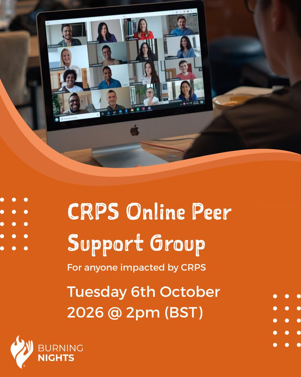 BNightsCRPS's tweet photo. Burning Nights next CRPS Support group is on Tuesday 6th October at 2pm (BST). Everyone is welcome to come along; ask questions, share tips and advice.
You can sign up by clicking the link https://t.co/rlXtDyZ0nn
•
•
•
•
•
#CRPS #crpsawareness #crpssupport #CRPSisReal https://t.co/mTjouf603K
