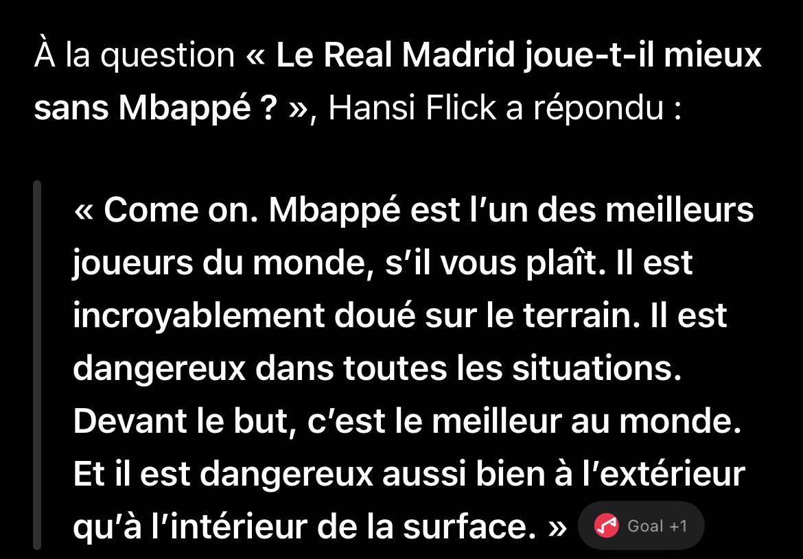 BIG_BROOWN's tweet photo. Luis Enrique a également dis que si cela ne tenait qu’à lui il  aurait gardé Mbappé, Hansi Flick a dit que Mbappé est l’un des meilleurs joueurs du monde en prenant ça défense on peut également parlé de R9, Romario, Zidane, Cr7, Pelé, Mourinho et on peut continué mec. https://t.co/CanQ55iig1