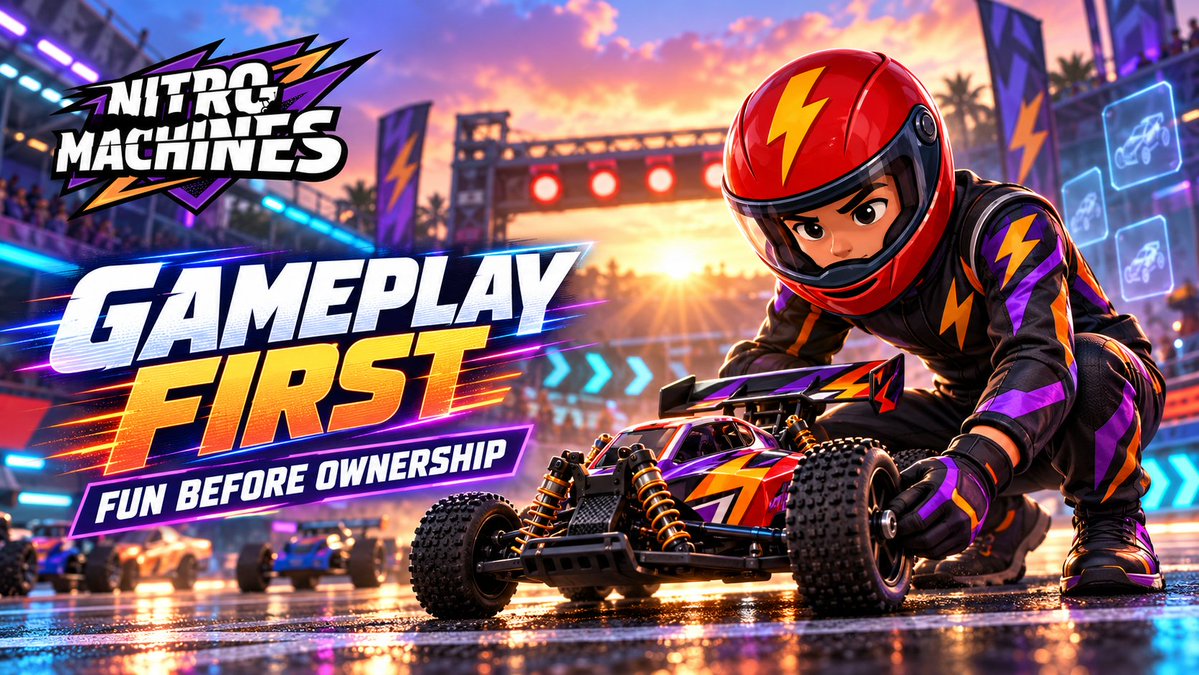 nitromachines's tweet photo. Ownership cannot save a game nobody wants to play.

Nitro Machines starts with the opposite idea: build an arcade RC racer people genuinely enjoy, then use Web3 to strengthen ownership, identity, and trading.

The game comes first. 
Everything else must earn its place. 🧵 https://t.co/XfU39fcdQb