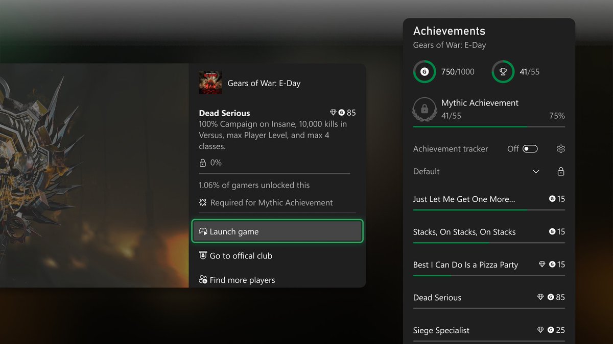 Wario64's tweet photo. 'Available for XBOX Insiders: Mythic Achievements, One of our Most Player-Requested Features' https://t.co/ppbnv1ExMK https://t.co/UFvM95138d