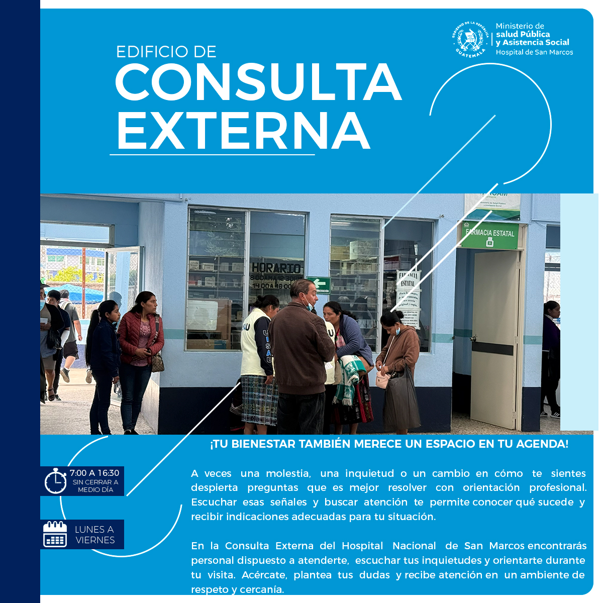 HNSMSocial's tweet photo. 🏥 Cada consulta comienza con un primer paso. El edificio de Consulta Externa del HNSM forma parte de los espacios destinados a la atención de nuestra población. 💙

#HNSM #ConsultaExterna https://t.co/OGNv9UcDlw