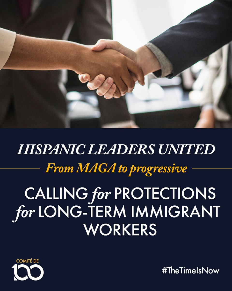 comitede100's tweet photo. From MAGA to progressive, hundreds of Hispanic leaders from across the political spectrum are joining with @comitede100 to demand protections for long-term undocumented immigrants #TheTimeisNow https://t.co/W1puGuiNmd https://t.co/CAZs1qY0kP