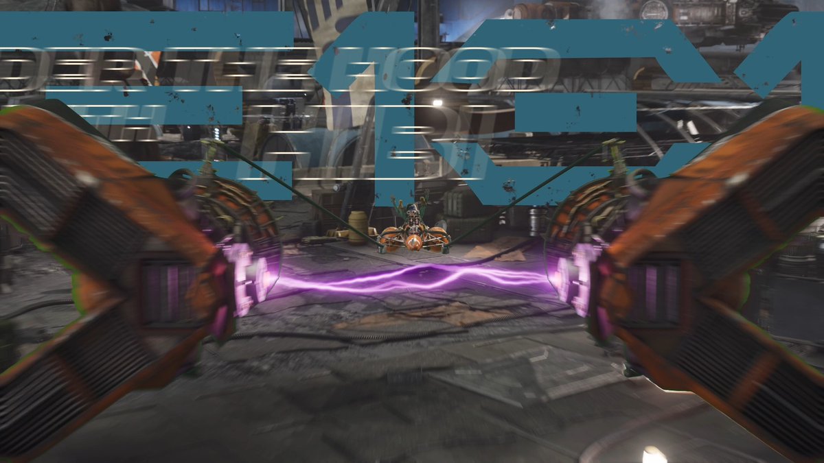 A video game scene showing a player character in an arena with purple energy beams connecting to mechanical structures, overlaid with the title text 'FOOLRYDER' in large blue stylized letters.