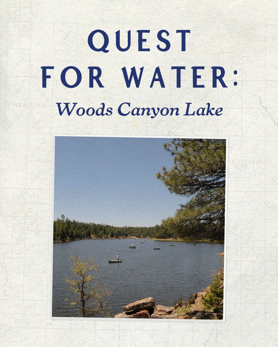 WUIW's tweet photo. Quest for Water: Woods Canyon Lake 🌲

High in the Mogollon Rim, about 30 miles east of Payson, Woods Canyon Lake sits at roughly 7,500 feet far above Arizona’s desert communities. But where does this 55-acre lake get its water?

Woods Canyon Lake is a man-made reservoir, created by an earthen dam across the Woods Canyon Creek drainage. Its watershed collects rain, snow, and runoff from the surrounding high-country forest, eventually carrying that water toward the lake.

Follow the water, and you’ll find an entire ecosystem connected by it. https://t.co/CCJlTyShTu

#WaterUseItWisely #QuestForWater #SmartWaterUse