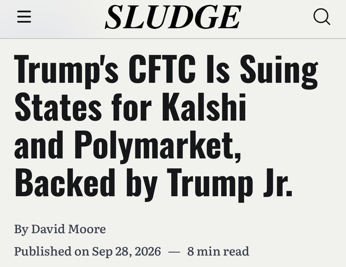 demandprogress's tweet photo. The Trump administration is trying to help prediction market companies like Kalshi and Polymarket prey on vulnerable Americans. Learn more at @Sludge. https://t.co/9Va6PrVyAL
