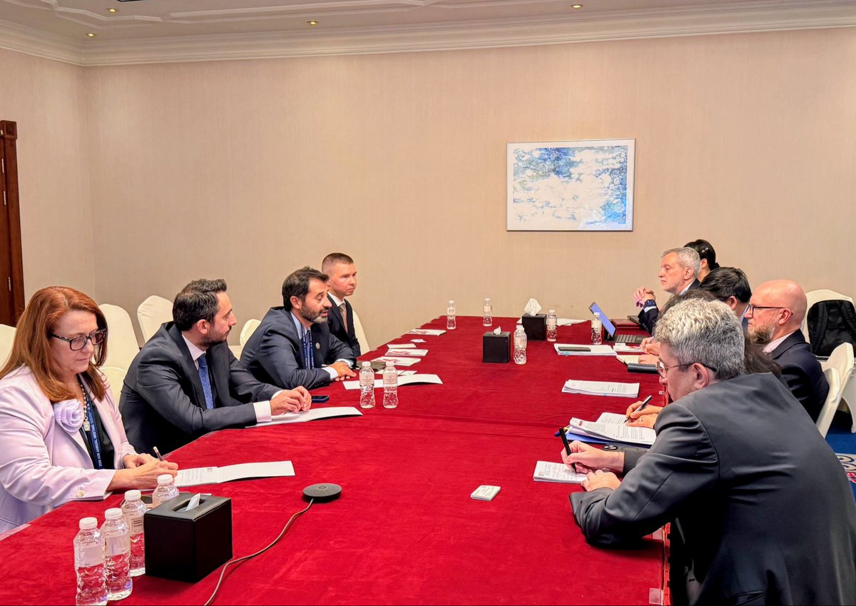 BSTDB's tweet photo. Our President, Dr.  Köksal, led a delegation to the #AIIBAnnualMeeting, where he met with AIIB Chief Investment Officer Konstantin Limitovskyi and CFO Gustavo De Rosa to explore ways to further strengthen the partnership between the two Banks.

The meeting highlighted opportunities for closer cooperation in support of sustainable investment, connectivity and development across the region.