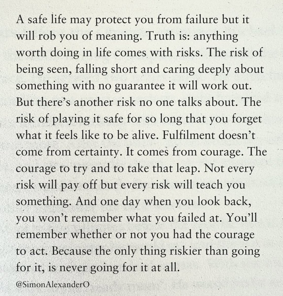 Liminal1988's tweet photo. A safe life may protect you from failure but,... https://t.co/cEkKyePiGf