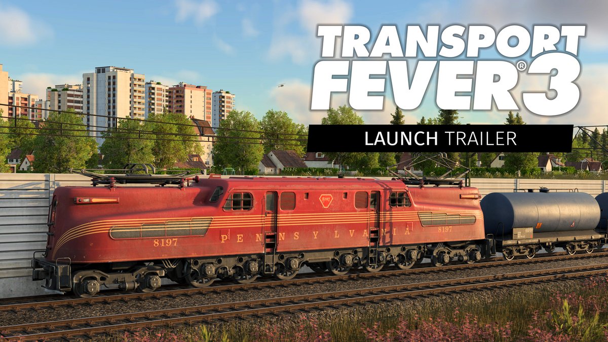 transportfever's tweet photo. Transport Fever 3 is pulling into the station TODAY! 🎉

After years of development, the big day is finally here: Transport Fever 3 is officially out now!

Celebrate with us and watch the official launch trailer here:
https://t.co/goQ4oPoPzz https://t.co/oD0lDXT0Gq