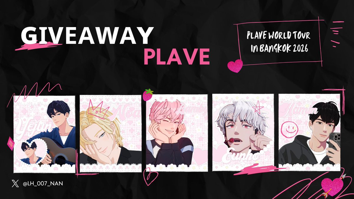 LH_007_NAN's tweet photo. 💖GIVEAWAY PLAVE.｡only 100 set💖

2026 PLAVE WORLD TOUR KEEP IT MANIC IN BANGKOK

🎉🎁1 set 🎁🎉

🍒Photocard  1 ea 
🍒Badge 1 set 
🍒Sticker   1  set  (Random)

#GIVEAWAY_ININ #KEEP_IT_MANIC_in_Bangkok #PLLIมาแจก #2026_PLAVE_World_Tour_in_Bangkok #กอวฮารูนมัมหมีน้องอุนอ https://t.co/fIQiQjjCGX