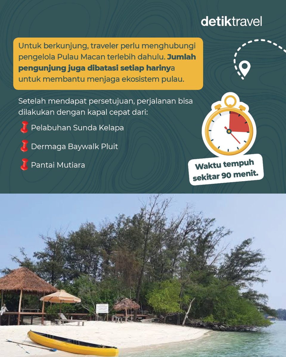 detikTravel's tweet photo. Pulau Macan di Kepulauan Seribu punya laut biru toska, suasana tenang, dan Pulau Macan Kecil yang cuma muncul saat air surut! 👀🌊

#detikTravel #PulauMacan #KepulauanSeribu #dTravelers https://t.co/D2bT7Fcwl6