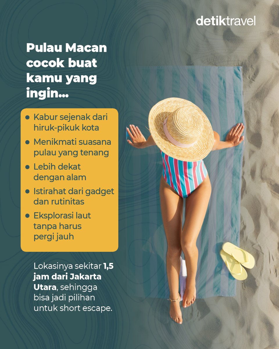 detikTravel's tweet photo. Cocok buat recharge sambil lebih dekat dengan alam. 🌿

#detikTravel #PulauMacan #KepulauanSeribu #dTravelers https://t.co/0NtKFLiAzW