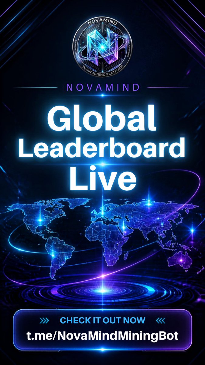 NovaMindMining's tweet photo. 🏆 Global Leaderboard — Now Live

Thousands of miners. One leaderboard.

• See your global rank in real-time
• Compare with miners from 50+ countries
• Top 100 get bonus rewards

Where do you stand? 👇
https://t.co/GRzNhUIR7H

#NOVAMIND #TON #DePIN #Crypto https://t.co/HXySlAiRLc