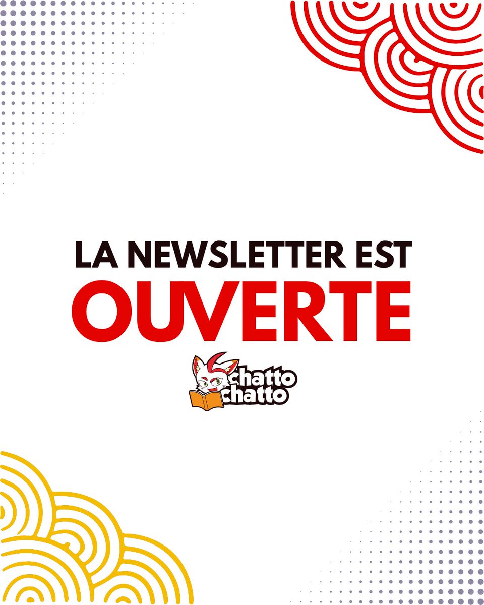 CHATTOCHATTOFR's tweet photo. 📬 C'est officiel : la newsletter ChattoChatto est ouverte !

Une fois par mois, directement dans votre boîte mail :

📚 les coulisses de la maison d'édition

👀 nos annonces, avant tout le monde

🎨 les nouveautés ChattoChatto

🎁 Et pour vous souhaiter la bienvenue : le wallpaper exclusif d'Iris, signé Umino, la chara-designer de Chatto-chan, en version ordi & smartphone !

Pas de spam, promis : Chatto-chan veille au grain.

👉 Inscription via le lien en bio

🎨 Illustration : Umino