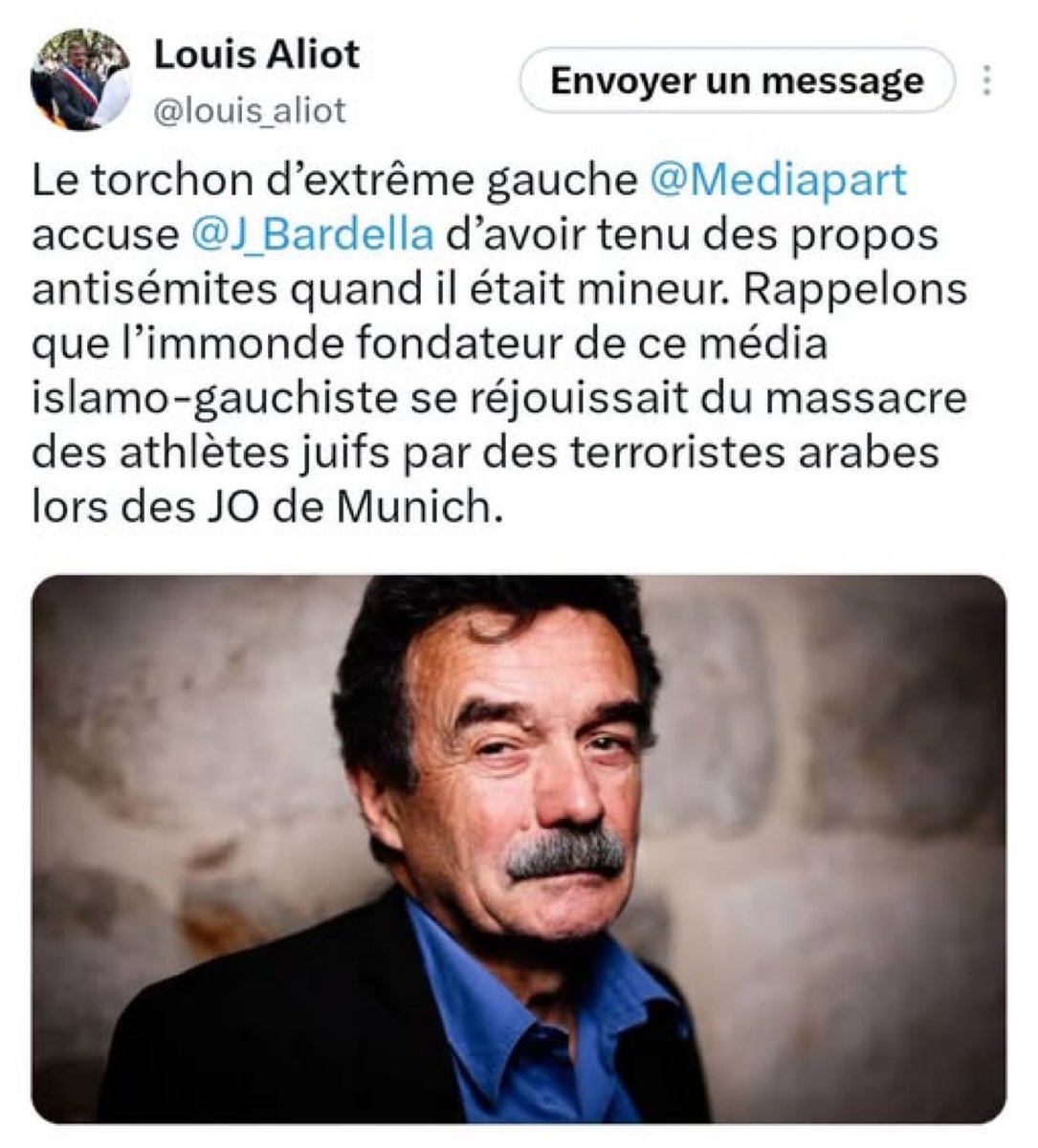 paspsable's tweet photo. Il faut rajouter sa responsabilité dans les mensonges immondes sur l'affaire Alègre contre Baudis quand il dirigeait le Monde pour n'accorder aucun crédit à ce menteur officiel ! https://t.co/Lqk5SuOEge