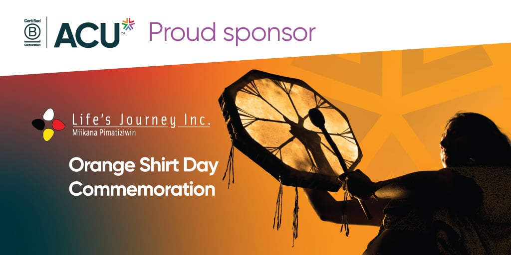 WestobaCU's tweet photo. Creating space to remember, reflect, and honour.  

We’re proud to support Life’s Journey Inc.’s Orange Shirt Day Commemoration, a gathering in ceremony to honour residential and day school survivors, their families, and the children who did not return home.  

#ACUSupports https://t.co/hcl73g4ahd