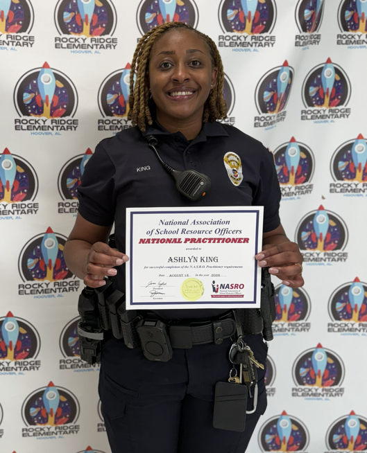 HooverPD's tweet photo. 👏 Congratulations to three more HPD SROs earning elite National SRO Practitioner status:

• Officer Ashlyn King — Rocky Ridge Elementary
• Officer Thomas Gray — Gwin Elementary
• Officer Chris Lopez — Simmons Middle

Learn more: 
https://t.co/rfKPHC0QBx

#HooverPD #safeschools