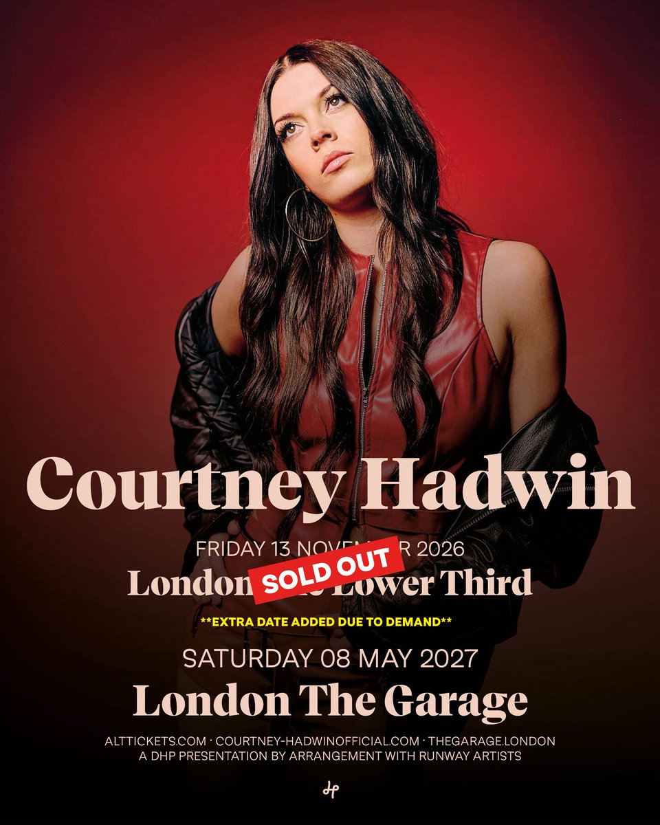 CourtneyHadwin's tweet photo. GUYS THIS IS INSANE! LONDON, YOU ASKED… SO I LISTENED 🥹💗 EXTRA DATE ADDED!!! 

Tickets on sale Thursday on the web as usual https://t.co/9PqcHmLMEO