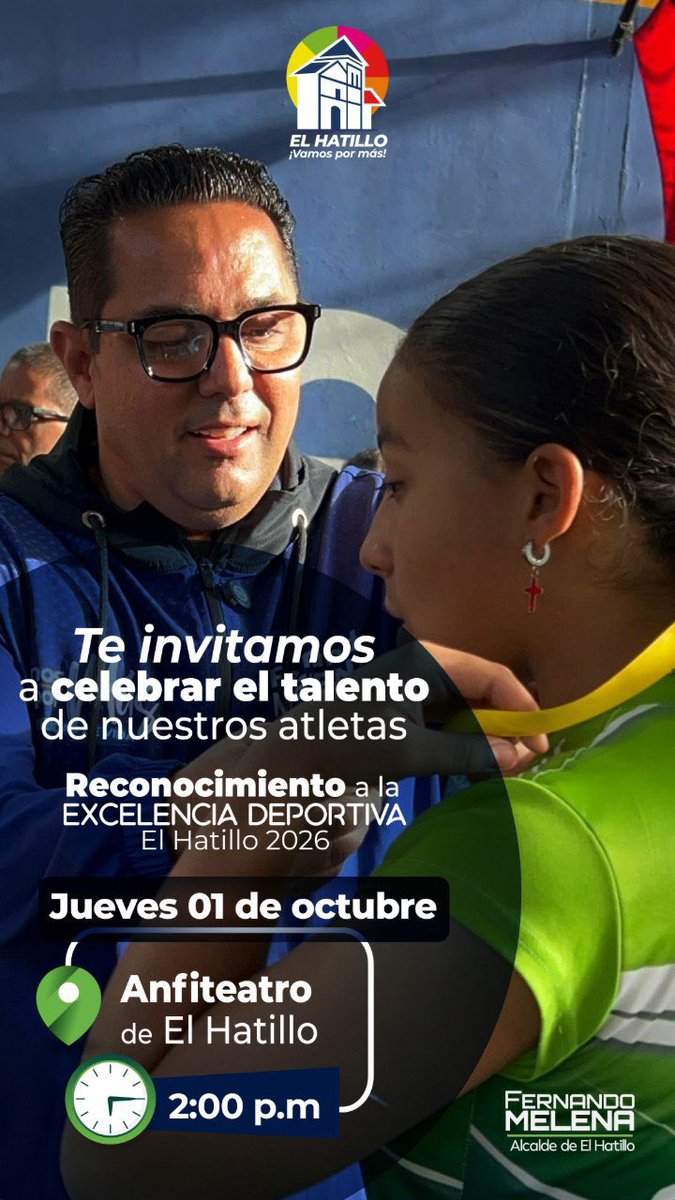ElHatillo's tweet photo. En El Hatillo celebramos nuestro talento deportivo 👏🏻⚽️🏀🏐

🗓️ Jueves 01 de Octubre 
⏰ Hora: 2:00pm

#AlcaldiaElHatillo #FernandoMelena https://t.co/a5ti7xU8R0